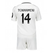 Billiga Real Madrid Aurelien Tchouameni #14 Hemmatröja Barn 2024-25 Kortärmad (+ Korta byxor)